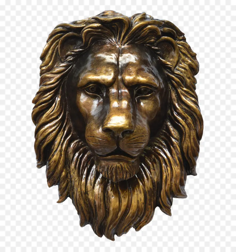 Tête De Lion En Bronze，Sculpture PNG