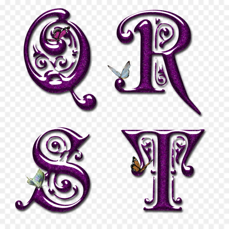 Lettres Décoratives，Violet PNG