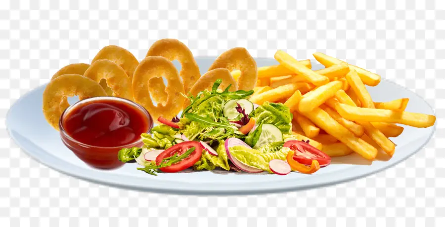 Frites Et Salade，Repas PNG