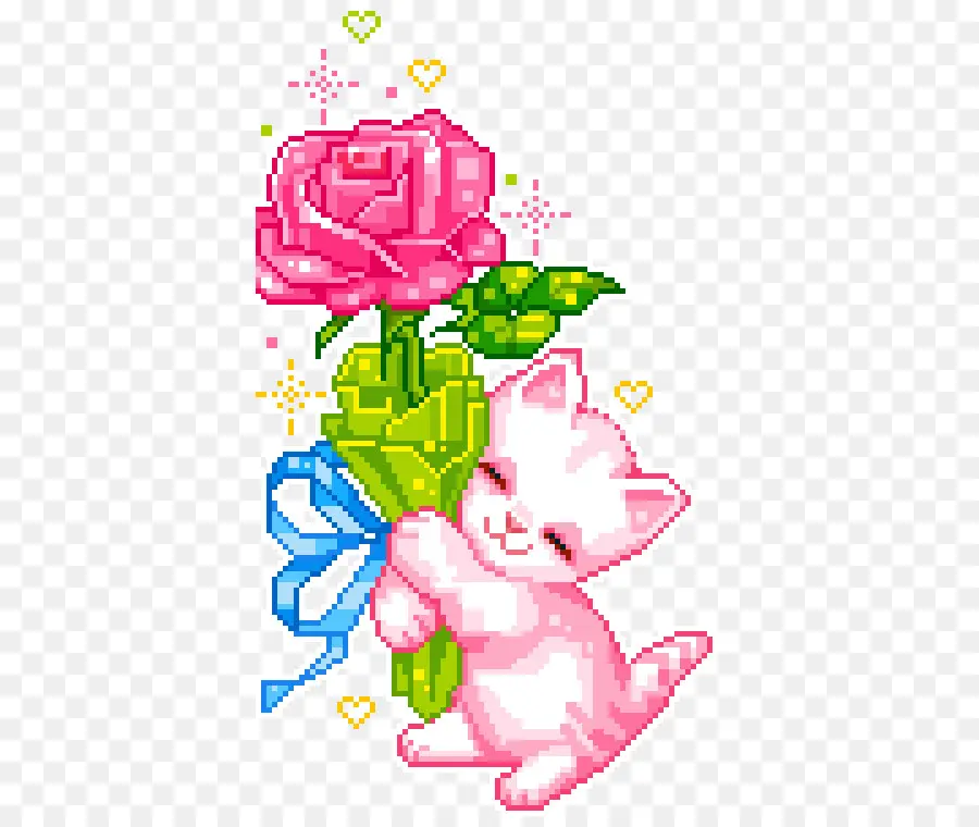 Chat Pixel Art，Rose PNG