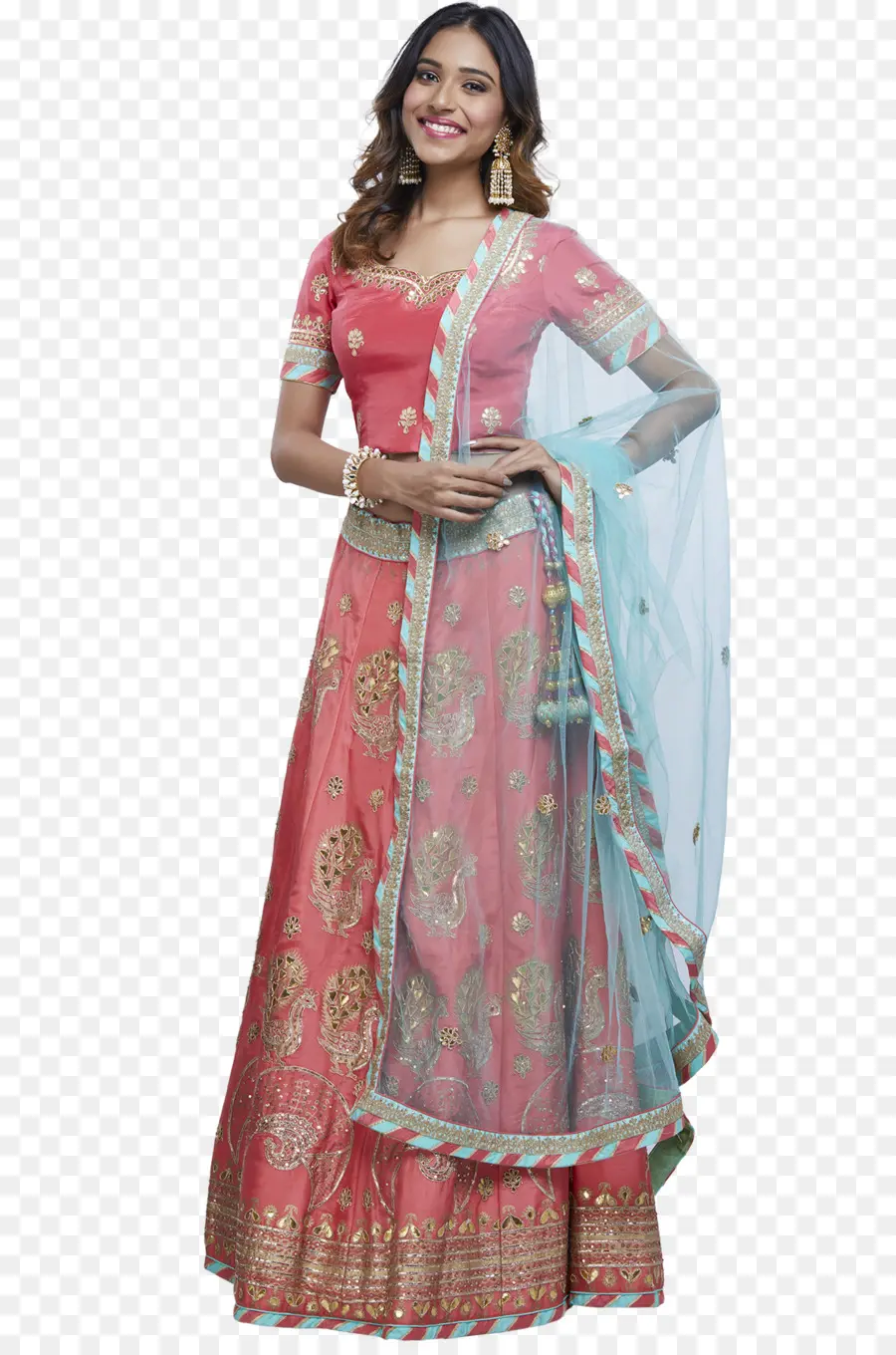 Lehenga Rouge Et Bleu，Mode PNG