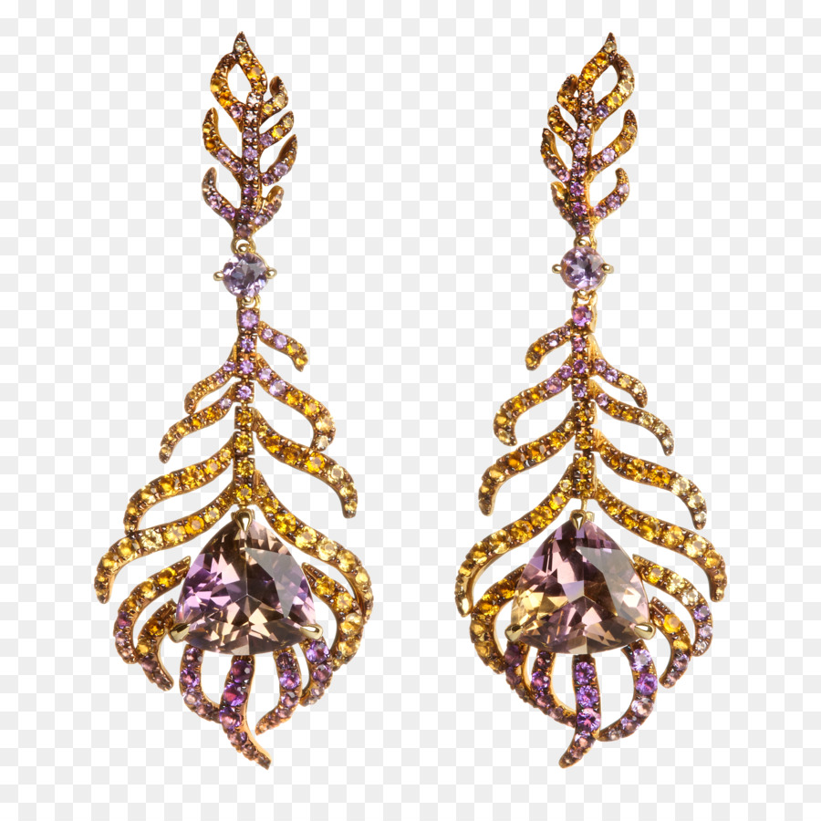 Boucles D'oreilles Dorées，Pierres Précieuses PNG