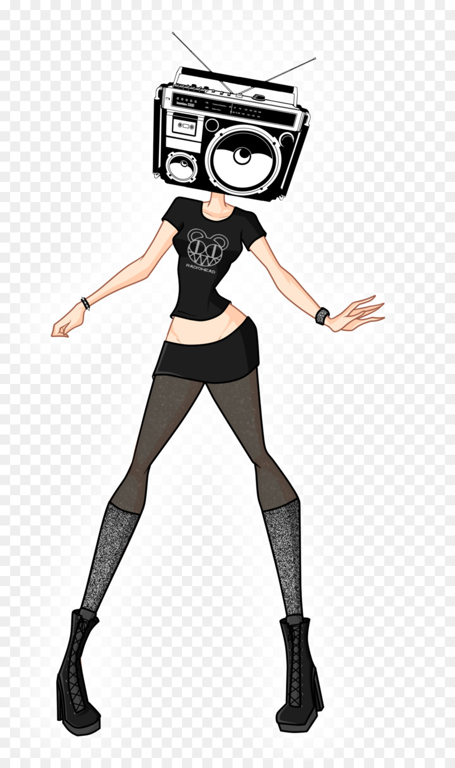 Tête De Boombox，Fille PNG