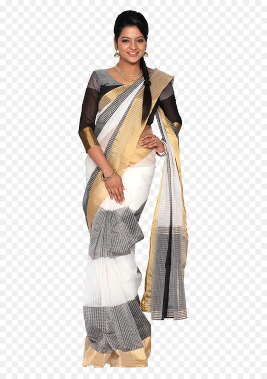 Sari Blanc Et Or，Traditionnel PNG