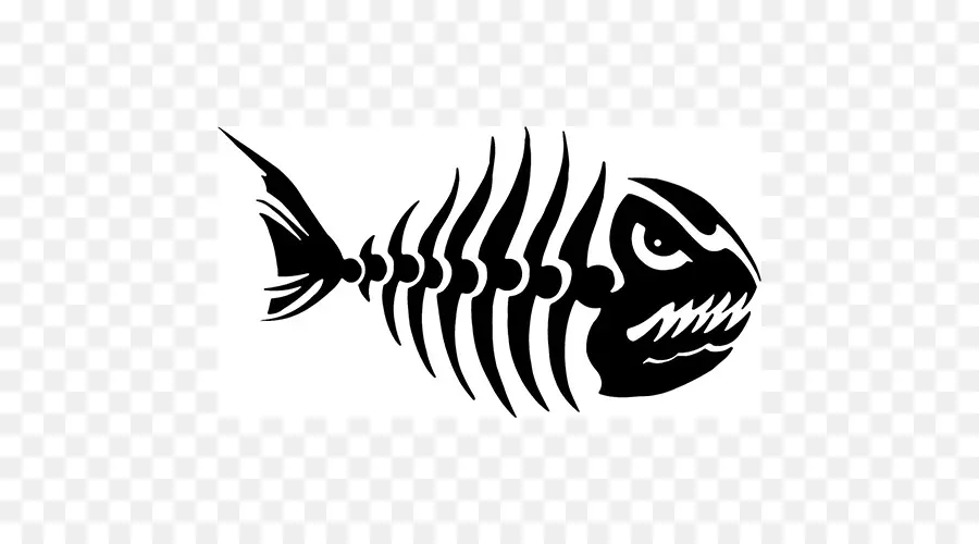 Squelette De Poisson，Noir PNG