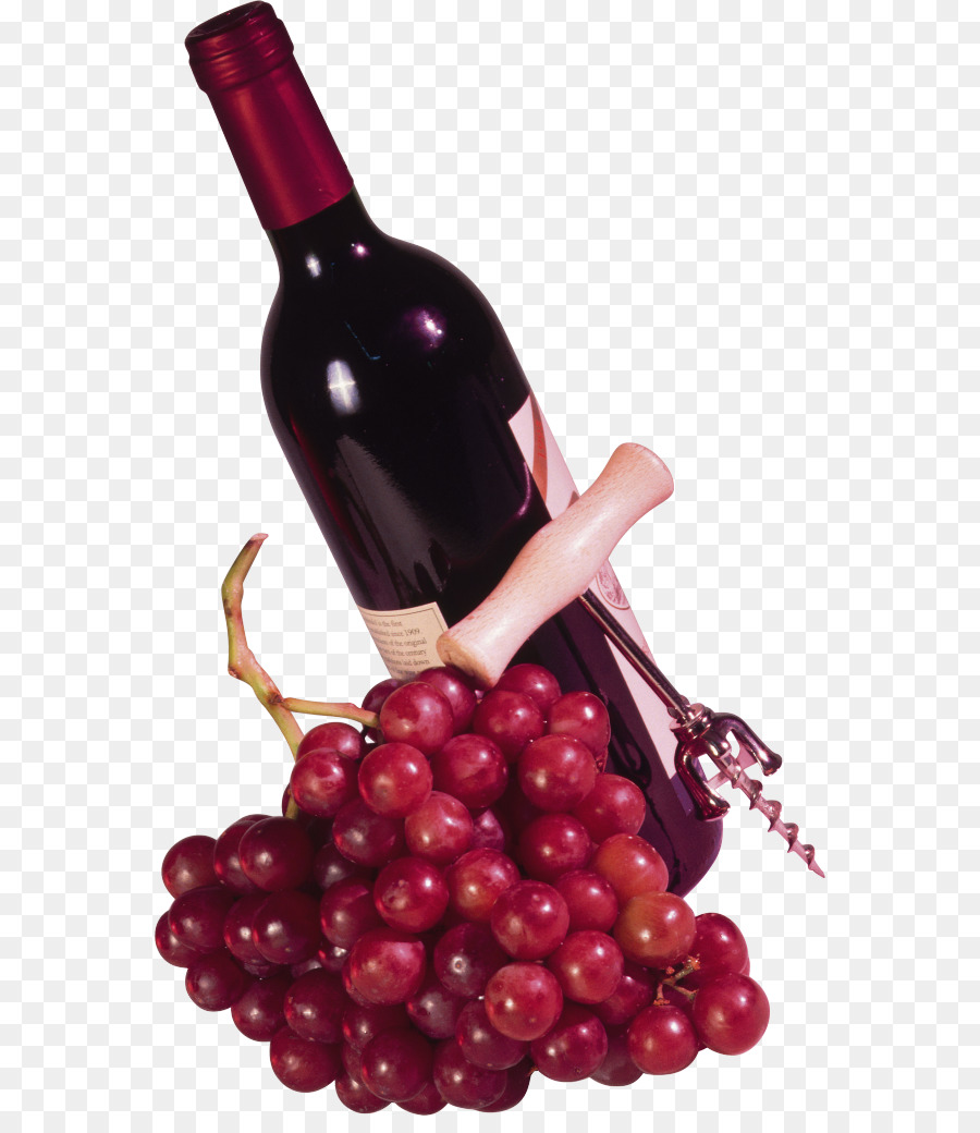 Bouteille De Vin Et Raisins，Vin Rouge PNG