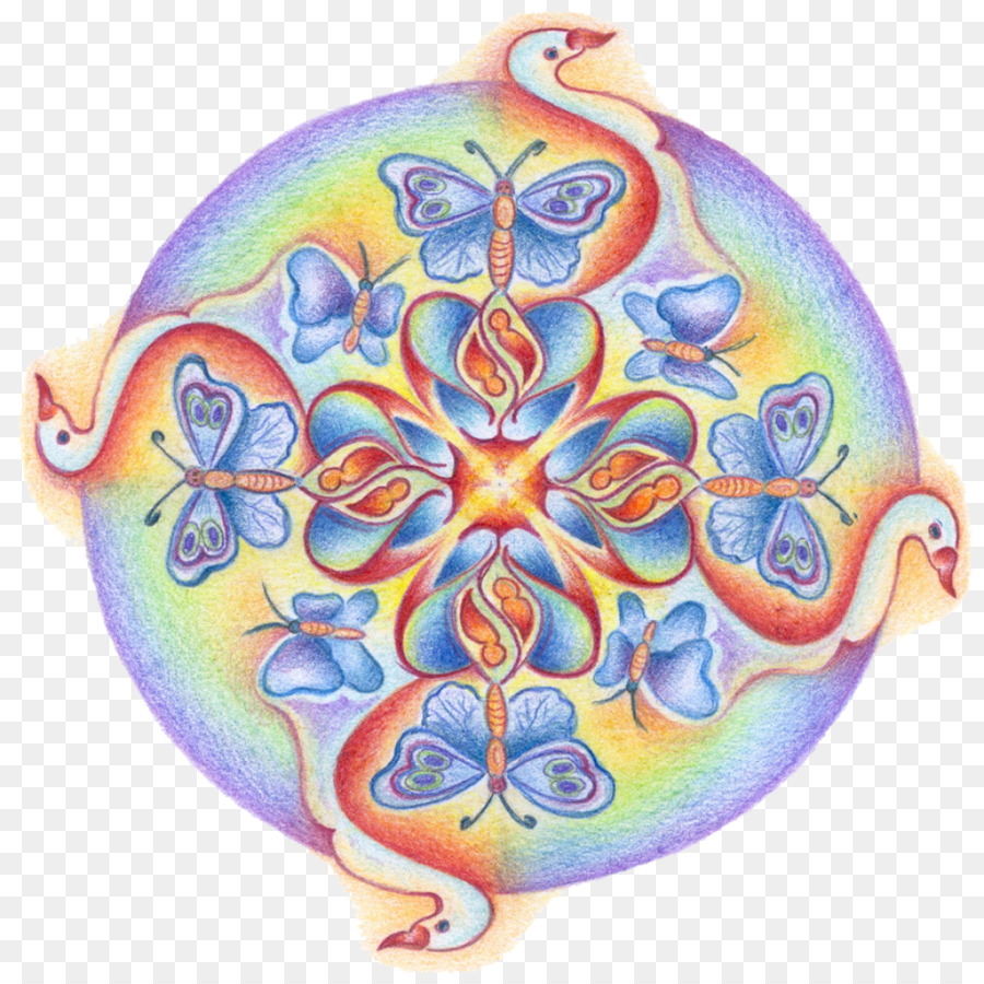 Mandala Coloré，Papillons PNG