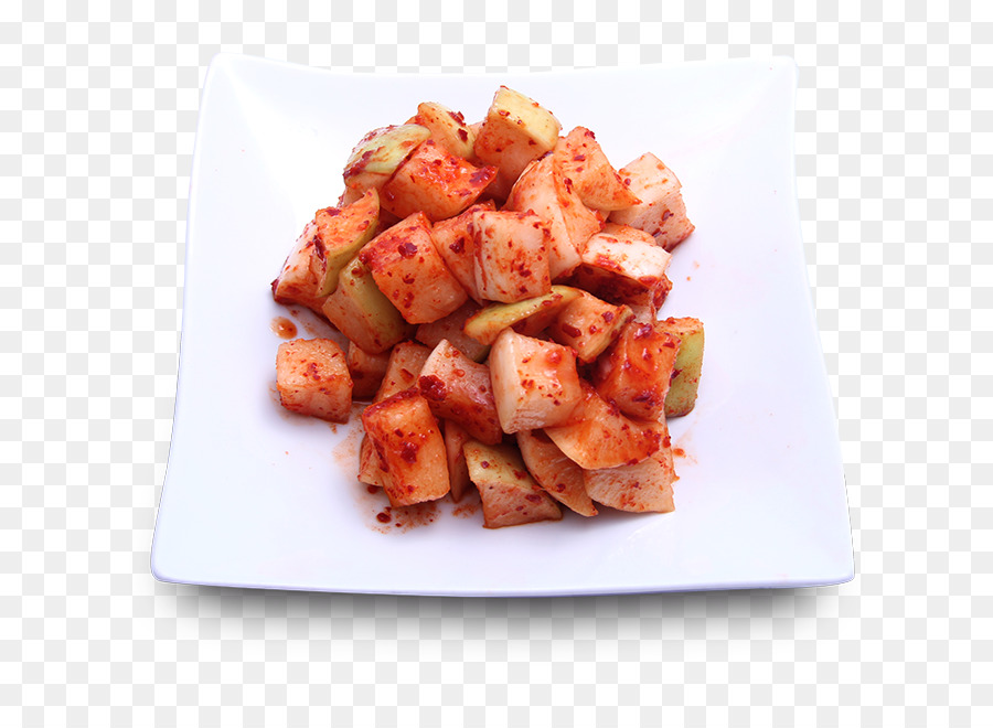 Kimchi En Cubes Sur Assiette，Kimchi PNG