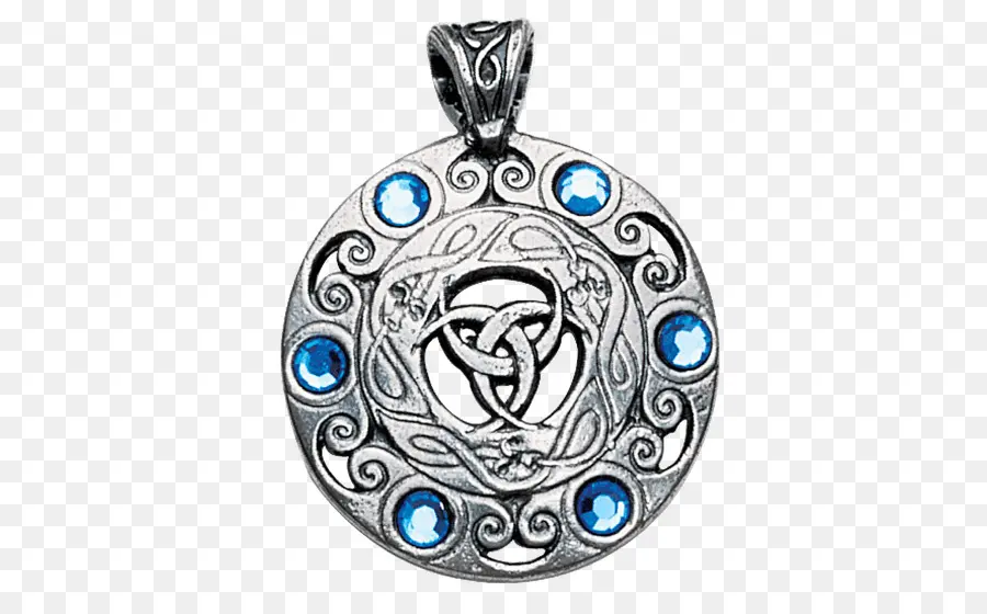 Pendentif En Argent Avec Pierres Précieuses Bleues，Pendentif PNG