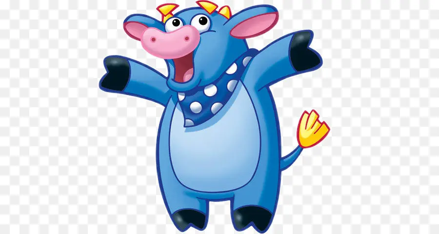 Vache De Dessin Animé Bleu，Heureux PNG