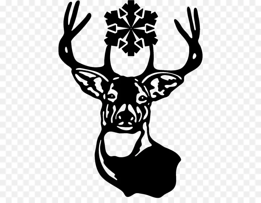 Cerf Avec Flocon De Neige，Bois PNG