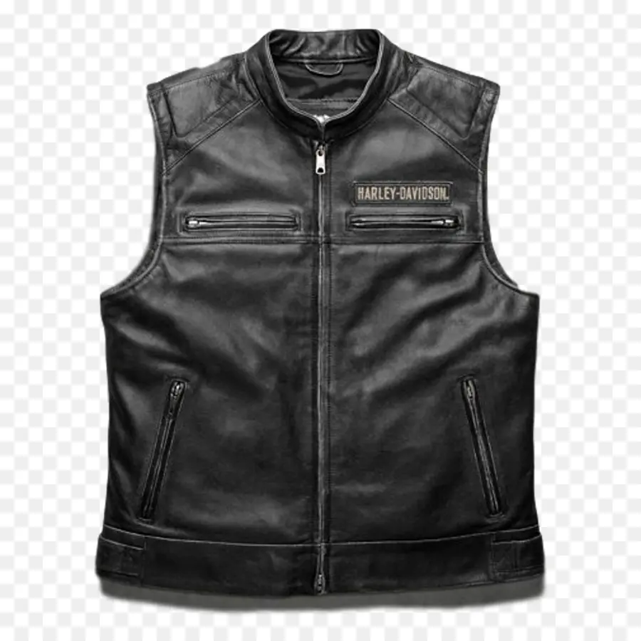 Gilet En Cuir，Noir PNG