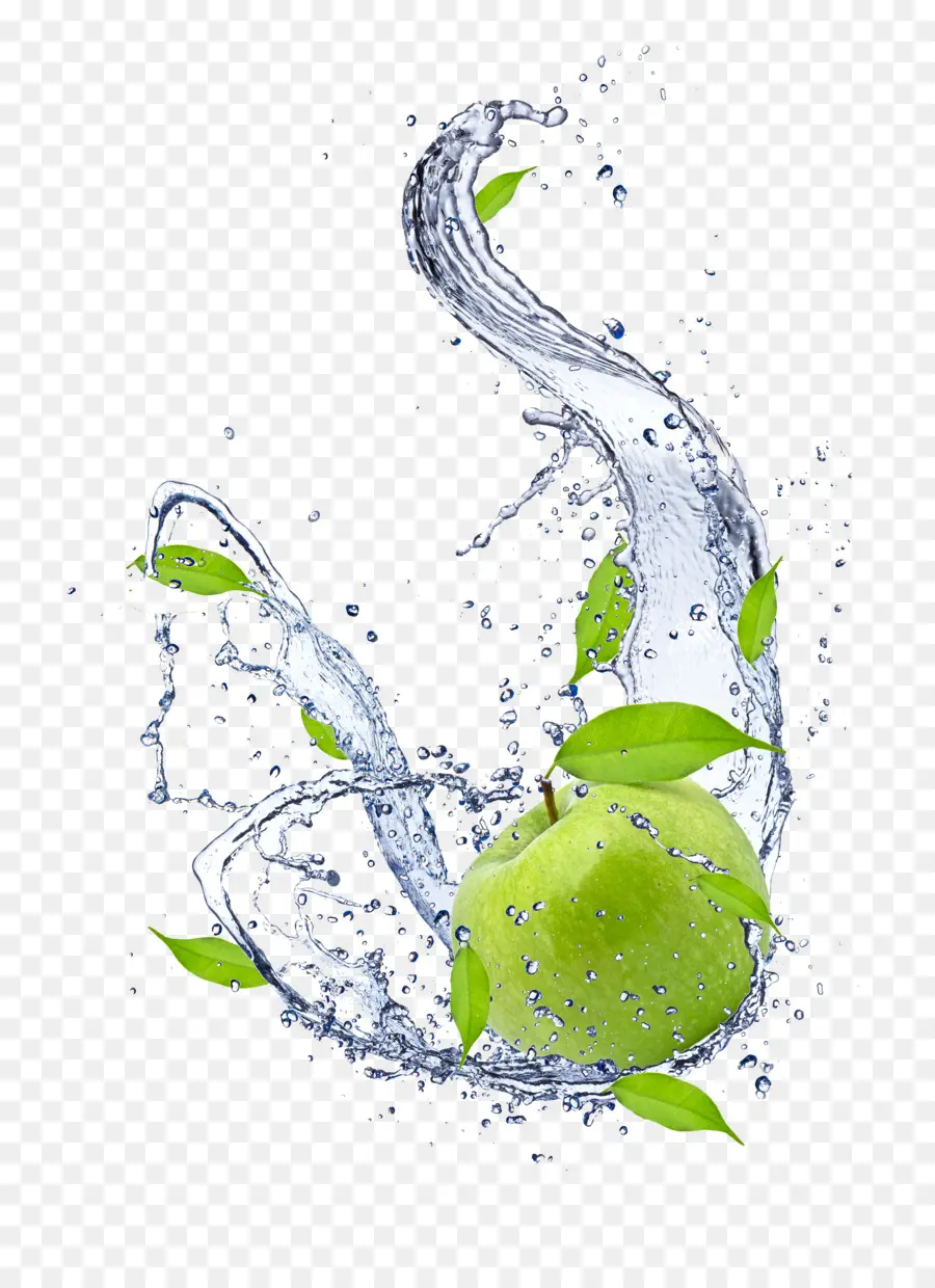 Pomme Verte Avec éclaboussure D'eau，Frais PNG