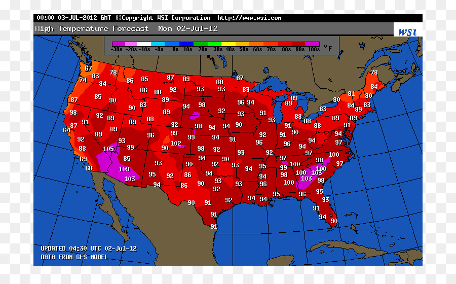 Carte Des Températures，Usa PNG