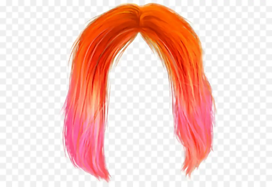 Cheveux Orange Et Rose，Perruque PNG