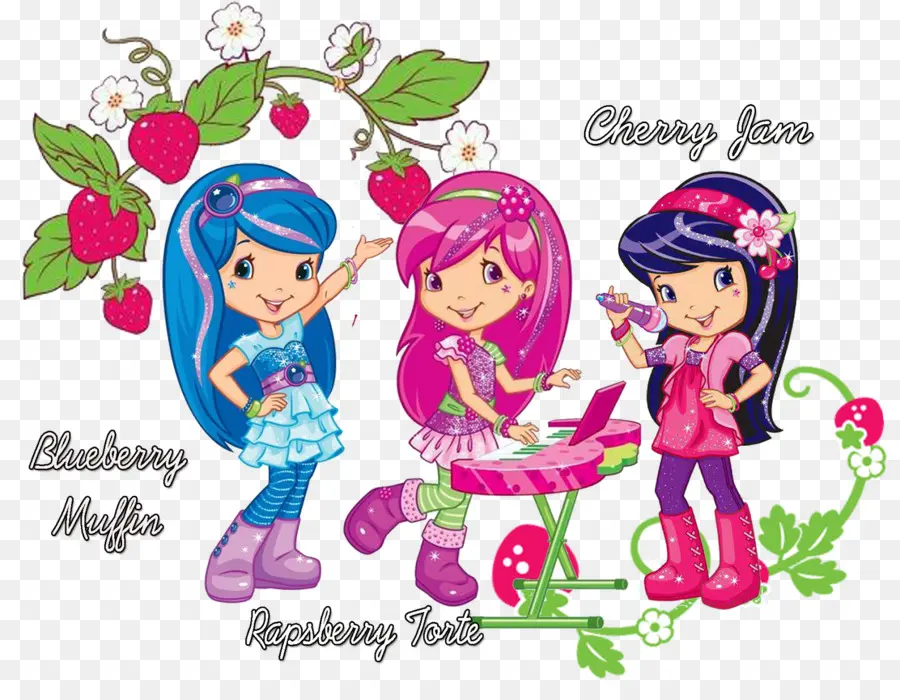 Personnages De Shortcake Aux Fraises，Muffin Aux Bleuets PNG