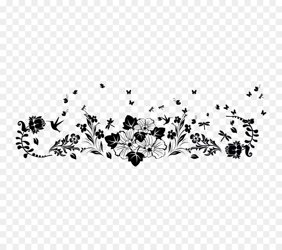 Silhouette Florale Noire，Fleurs PNG