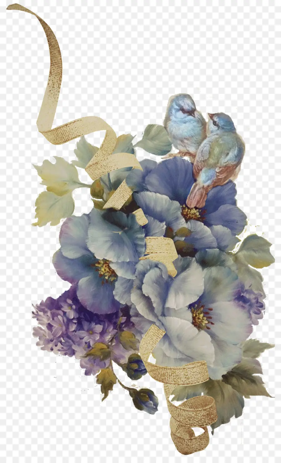 Composition Florale，Fleurs Bleues PNG