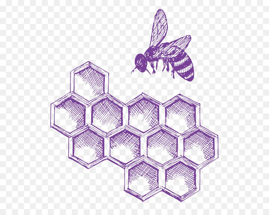 Abeille Et Nid D'abeille，Violet PNG