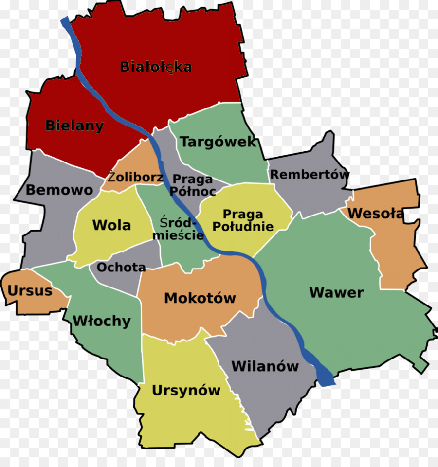 Carte Des Districts De Varsovie，Quartiers PNG