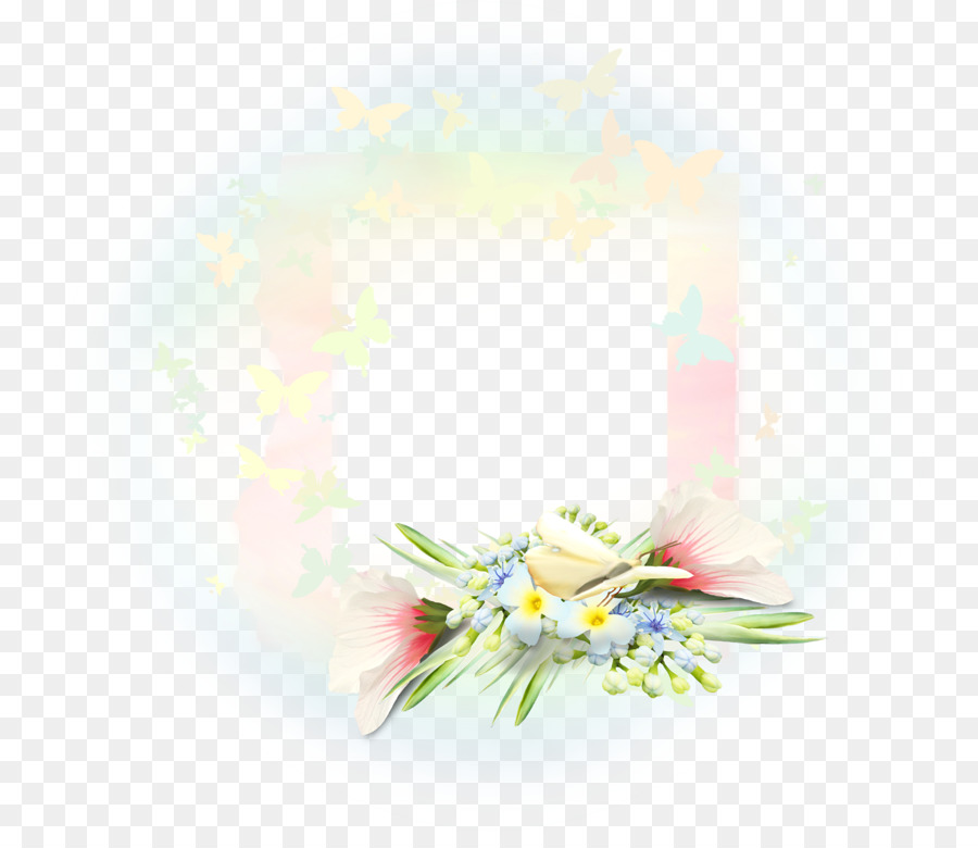 Couronne Florale Avec Papillons，Couronne PNG