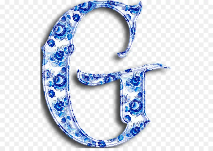 Bleu Floral G，Alphabet PNG