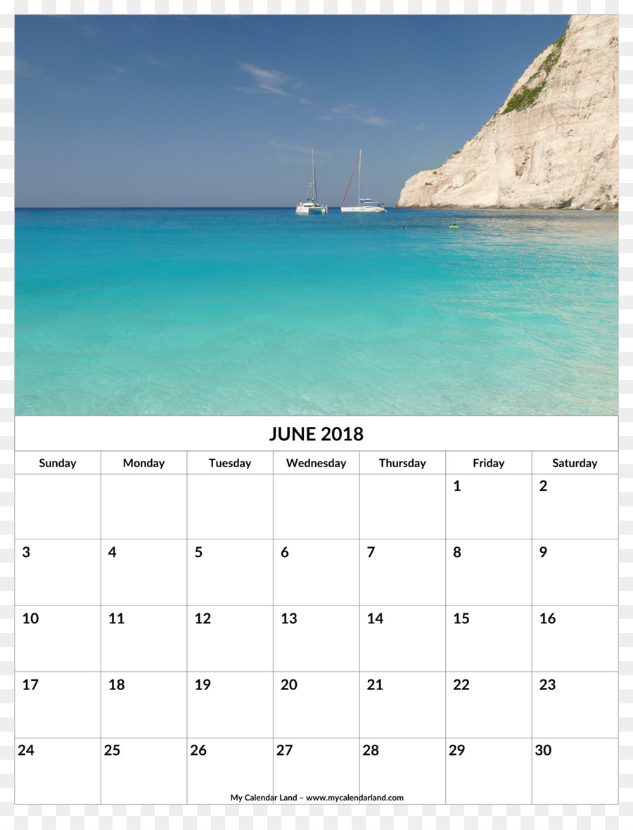 Calendrier De Juin 2018，Plage PNG