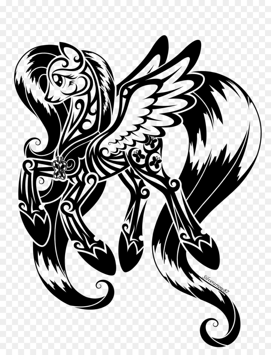 Poney Noir Et Blanc，Ailes PNG