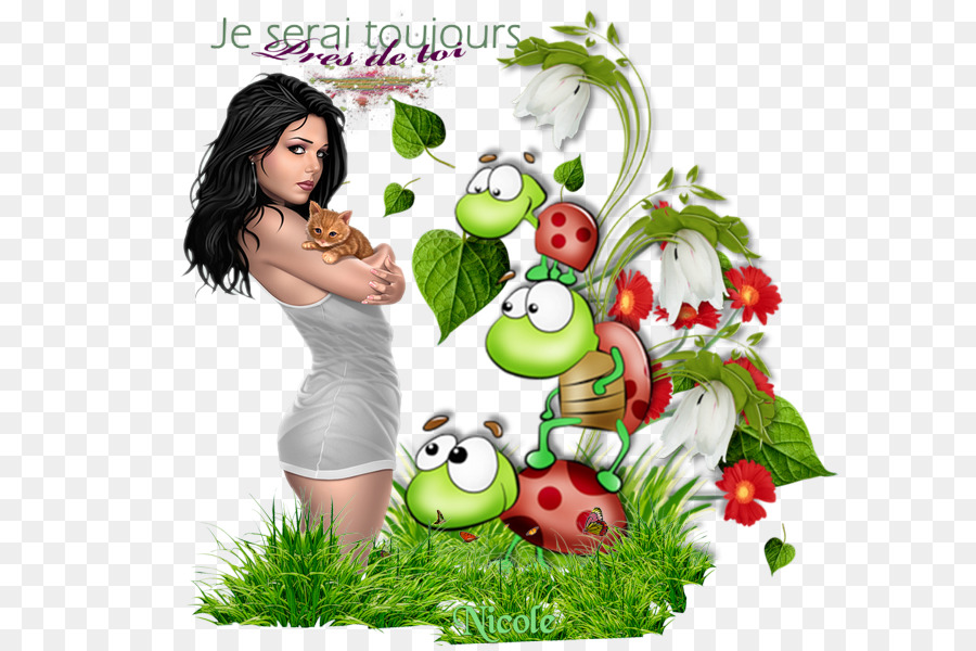 Femme Avec Des Insectes，Coccinelle PNG