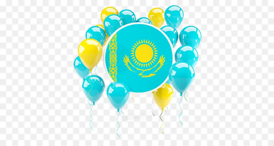 Drapeau Du Kazakhstan Avec Des Ballons，Célébration PNG