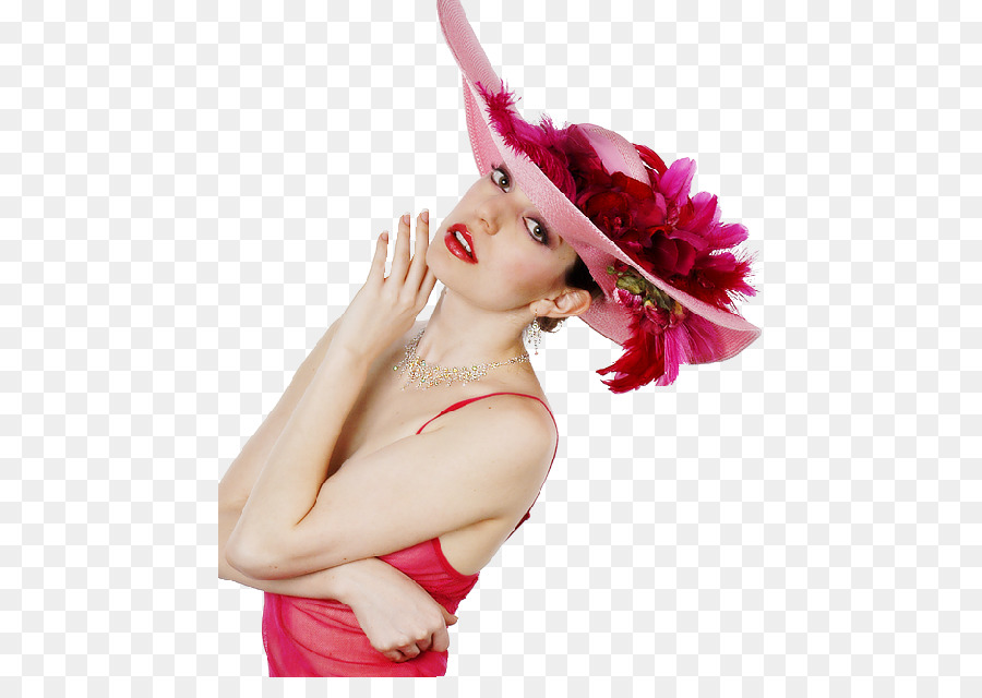 Femme Au Chapeau Rose，Mode PNG