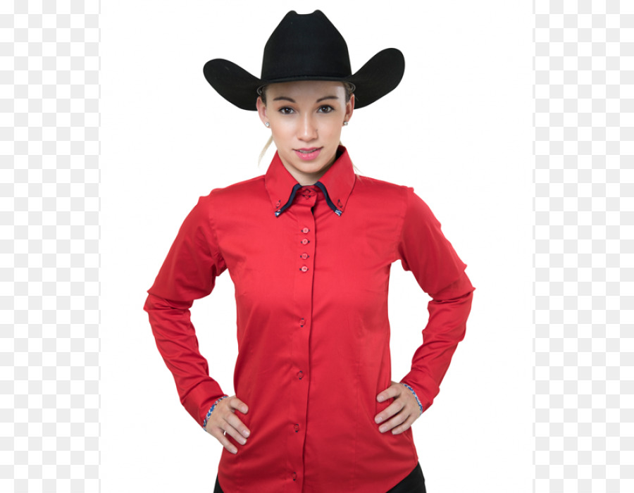 Femme En Chemise Rouge Et Chapeau Noir，Chapeau De Cowboy PNG