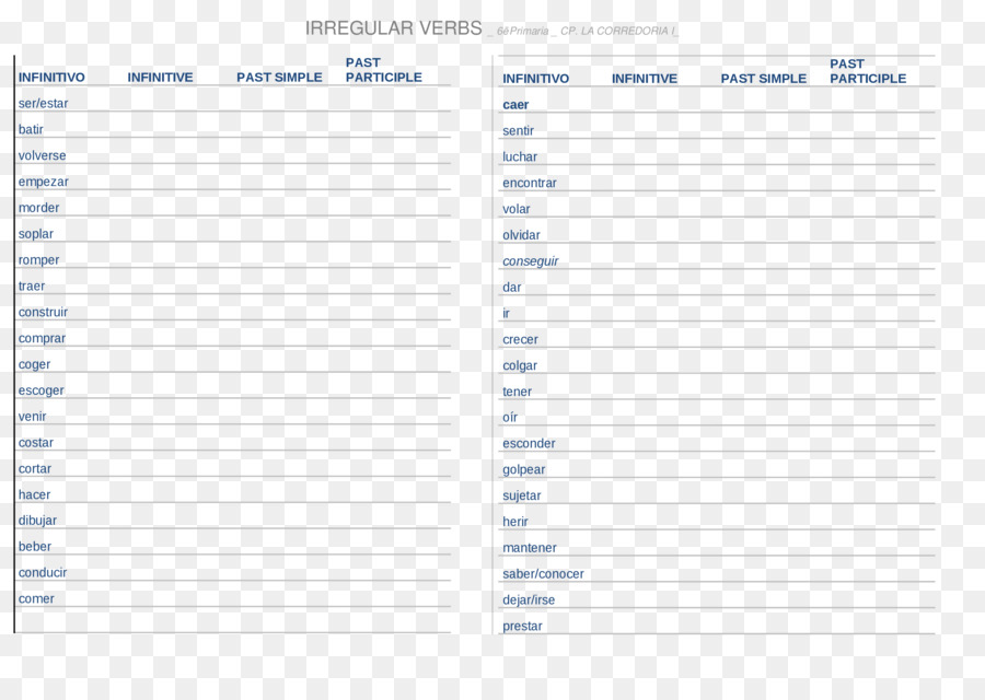 Tableau Des Verbes Irréguliers，Irrégulier PNG