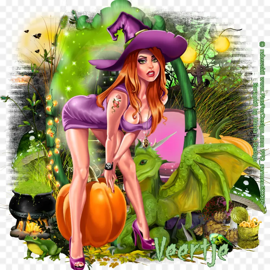 Sorcière D'halloween，Citrouille PNG