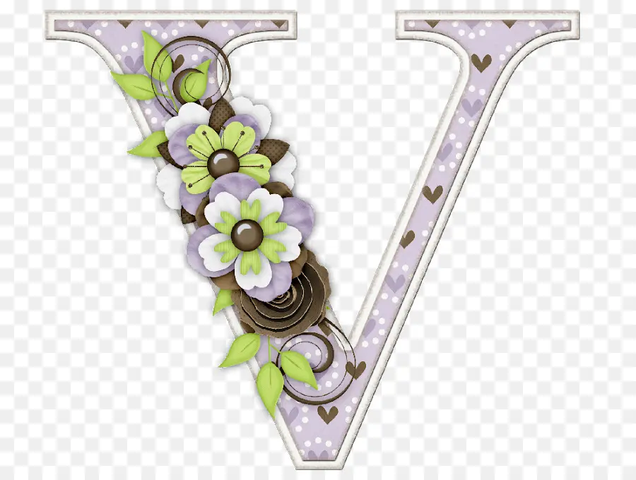 Lettre V，Floral PNG