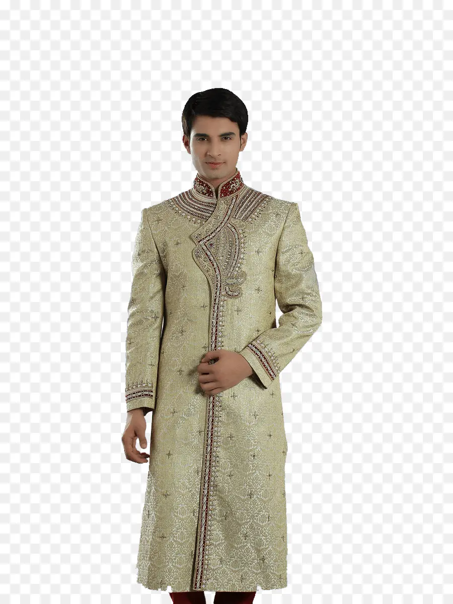 Sherwani Brodé Traditionnel，Traditionnel PNG