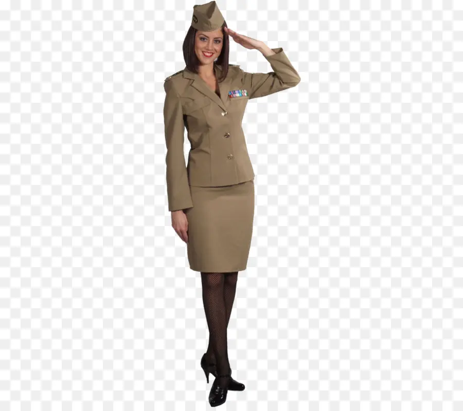 Femme En Uniforme Militaire，Saluer PNG