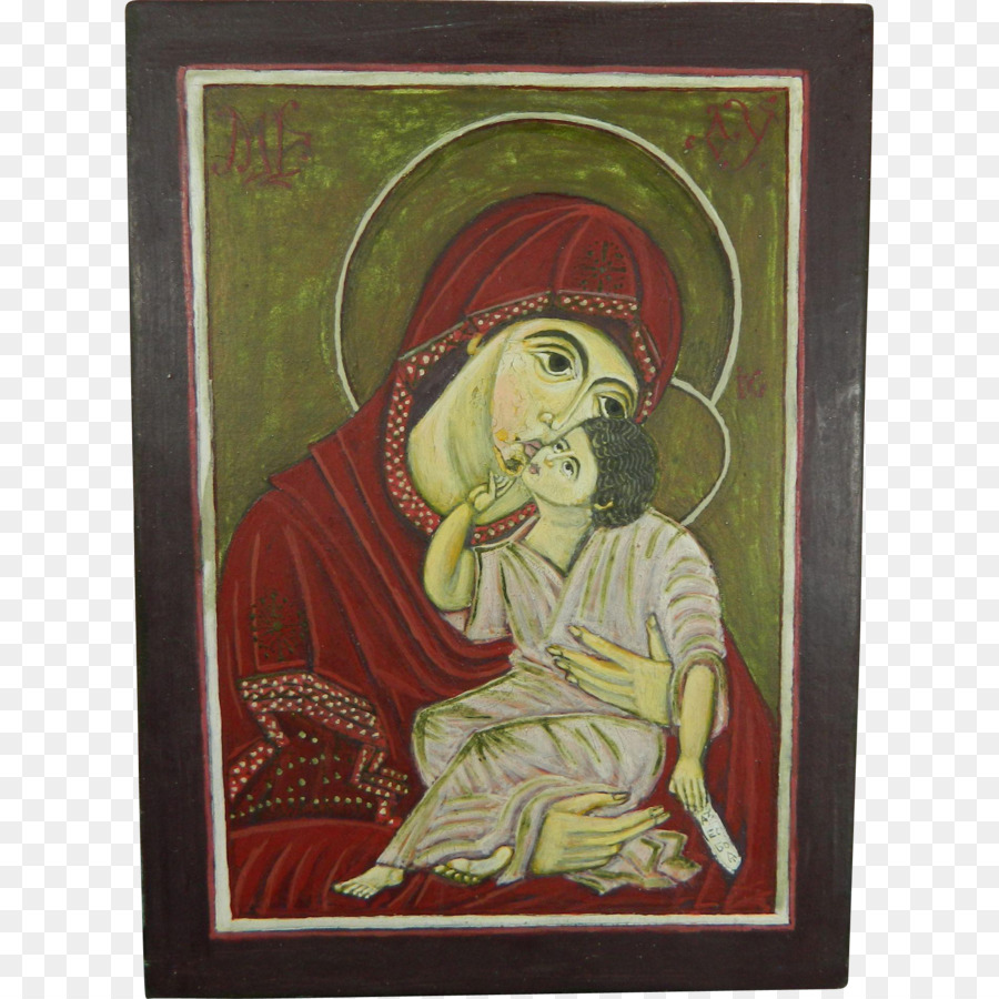Peinture，Vierge Et Enfant Avec St Anne PNG
