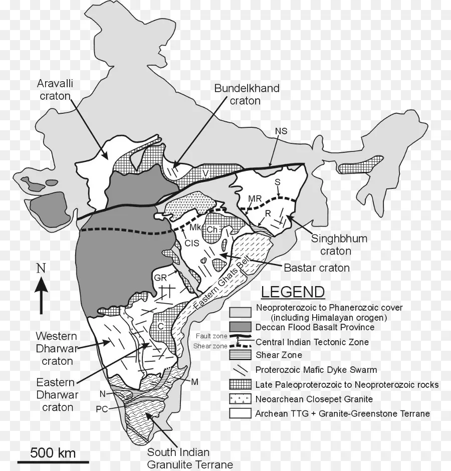 Carte Géologique，Inde PNG