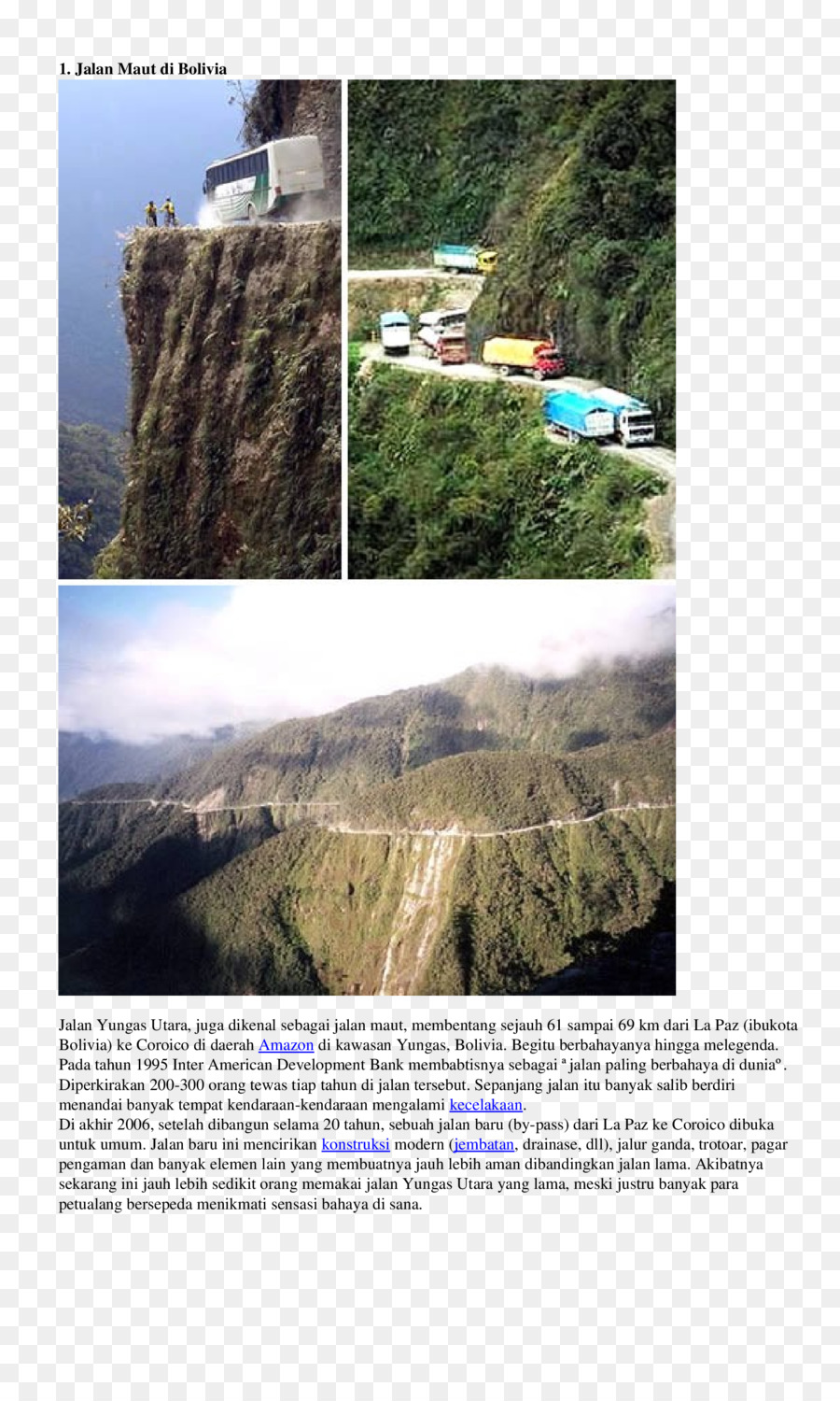 Route Des Yungas，La Paix PNG