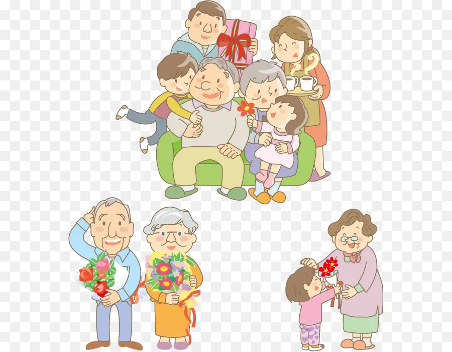 Famille Illustration，Grands Parents PNG