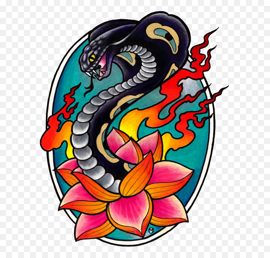 Serpent Et Lotus，Flammes PNG