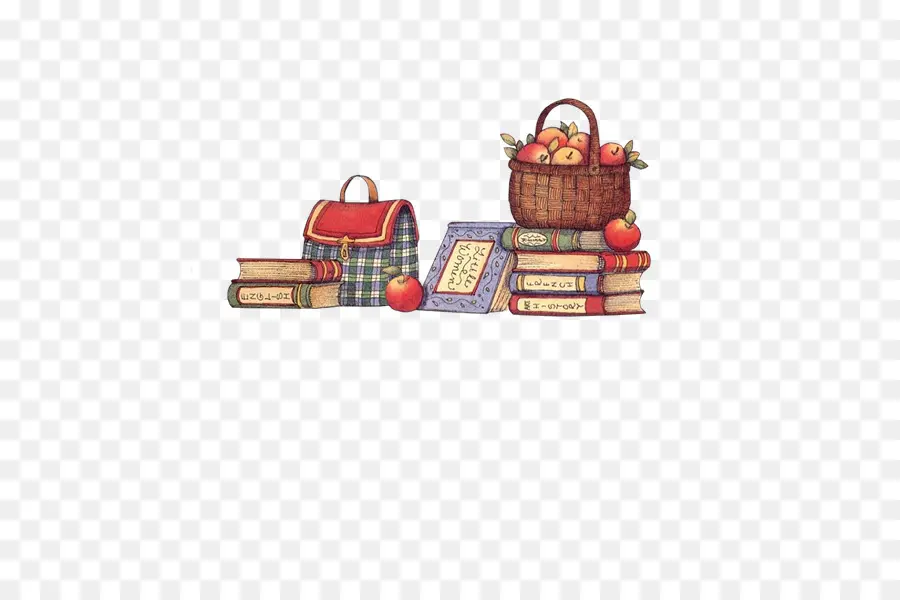 Des Livres Et Des Pommes，Panier PNG