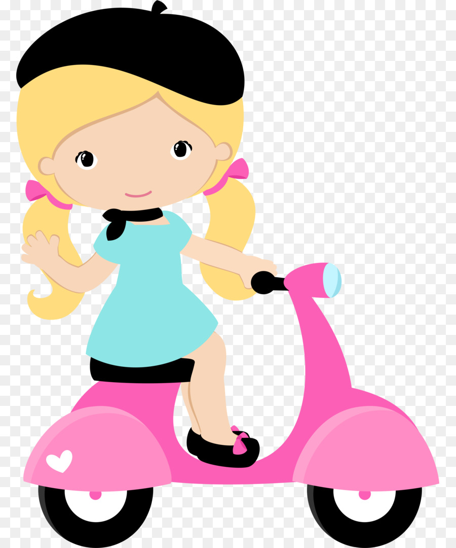 Fille Sur Scooter，Rose PNG