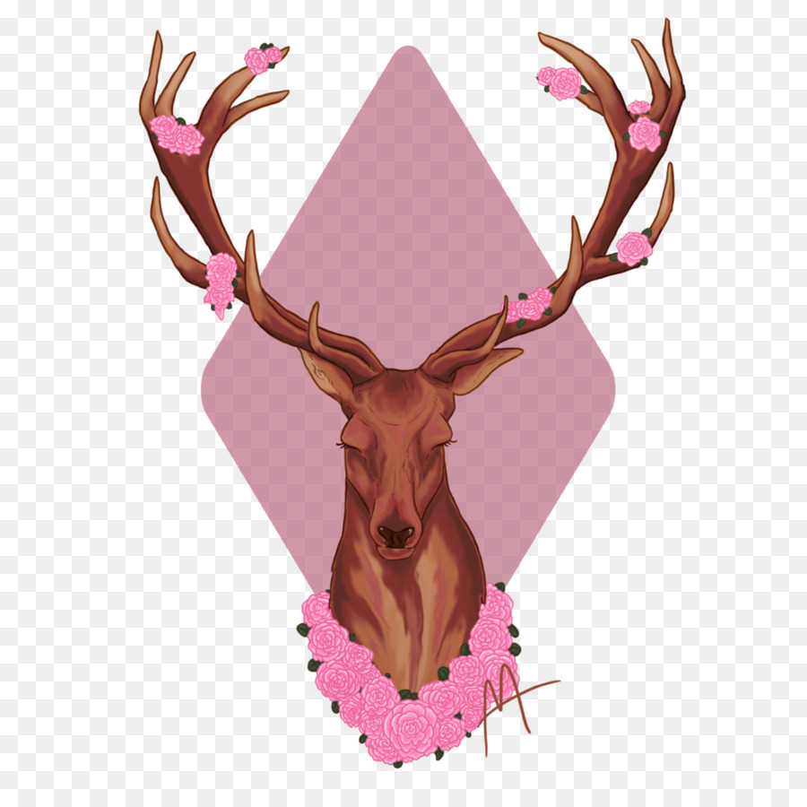 Cerf Avec Des Fleurs，Bois PNG