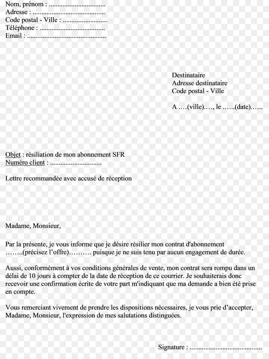 Résiliation Des Contrats En France，Sfr PNG