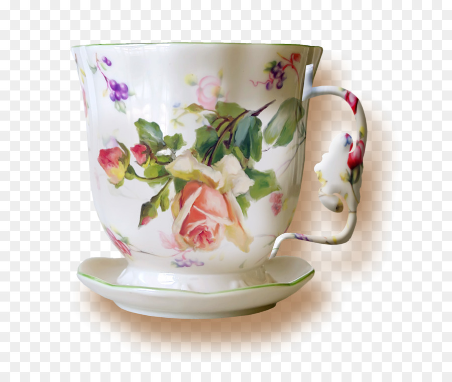 Tasse à Thé Florale，Tasse PNG