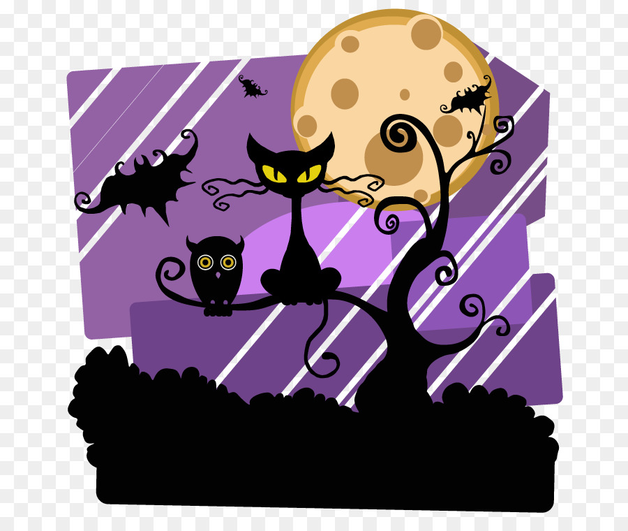 Scène D'halloween，Chat PNG