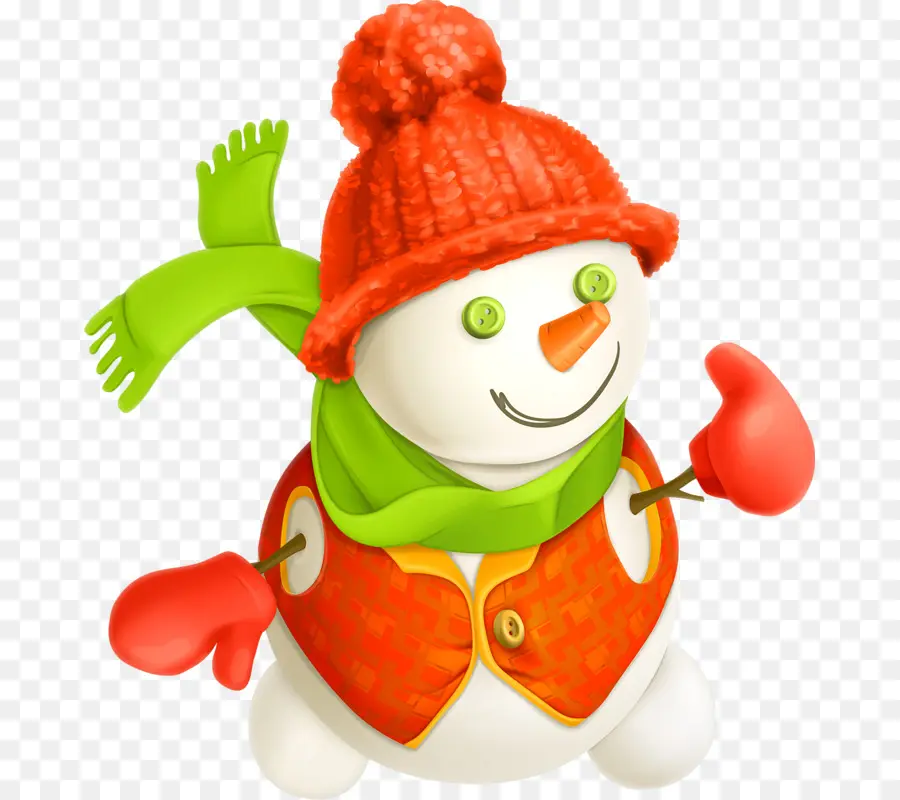 Bonhomme De Neige Avec Des Mitaines Rouges，Chapeau PNG