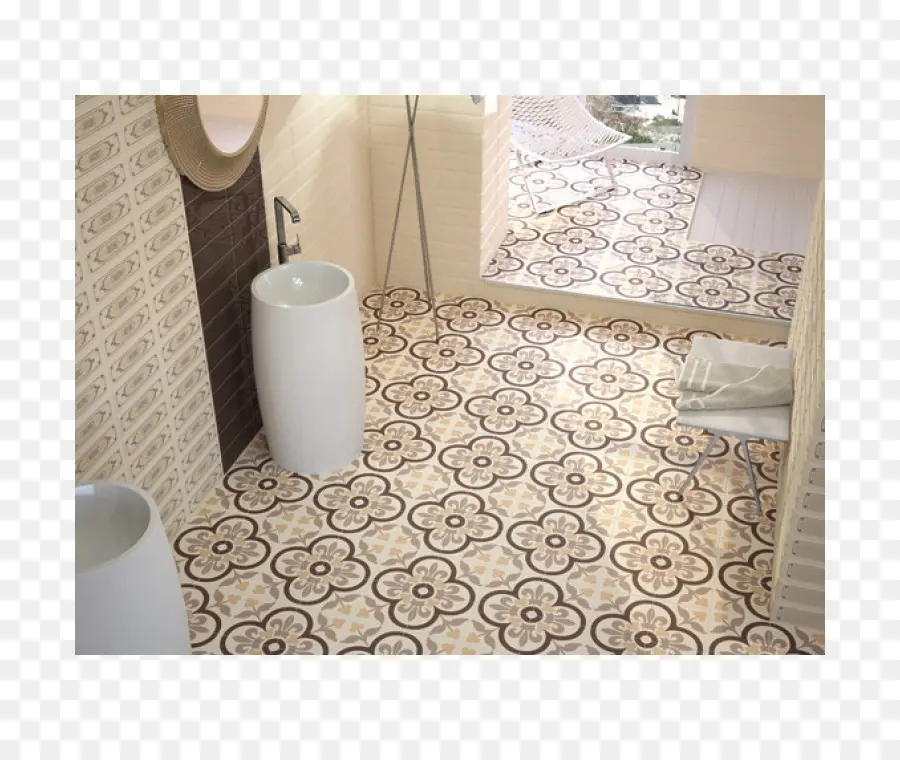 Salle De Bain Avec Carrelage à Motifs，Couler PNG